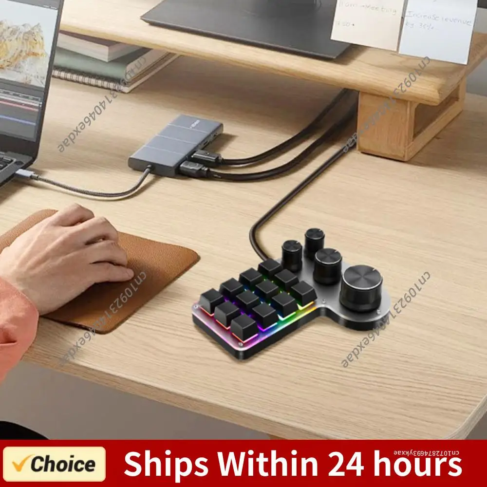 

12 Keys 4 Knobs Programming Macro Keyboard RGB USB Wired/Bluetooth-Compatible Photoshop Gaming Keypad Hot-swap Red Switch