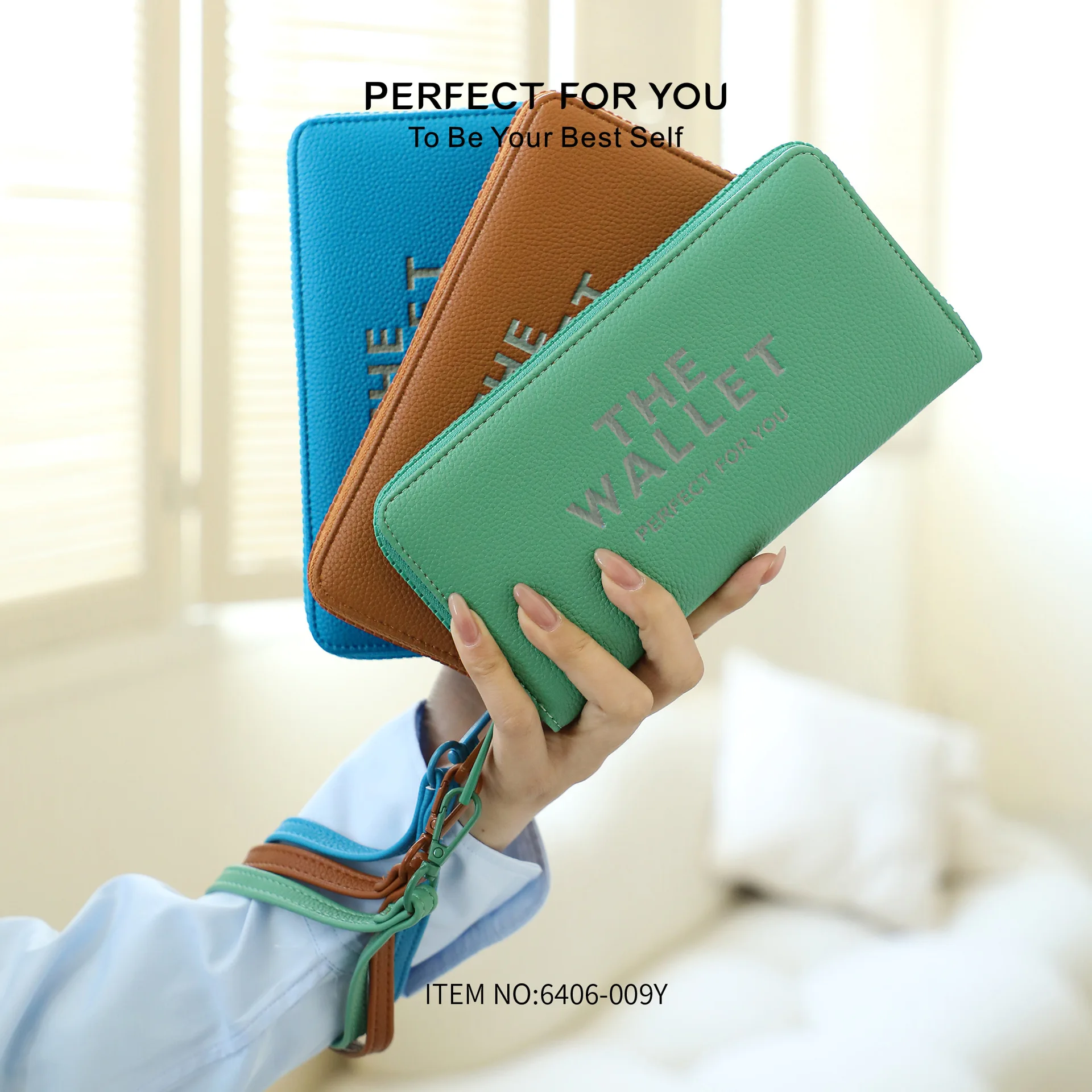 Ladies' wallet, long letter style, mobile phone easy to store, large capacity, zipper, multi-functional hand-held wallet