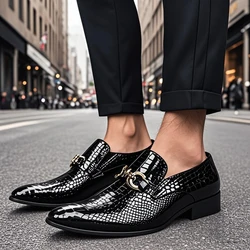 Summer Men's Youth Office Elegant Pointed toe Leather Men's shoes British formal Wedding shoes