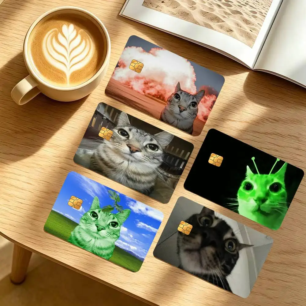 Zazu Cat Meme    1 set of 4 pcs Matte Film Cover Skin Sticker for Credit Card Bank Debit Bus Card