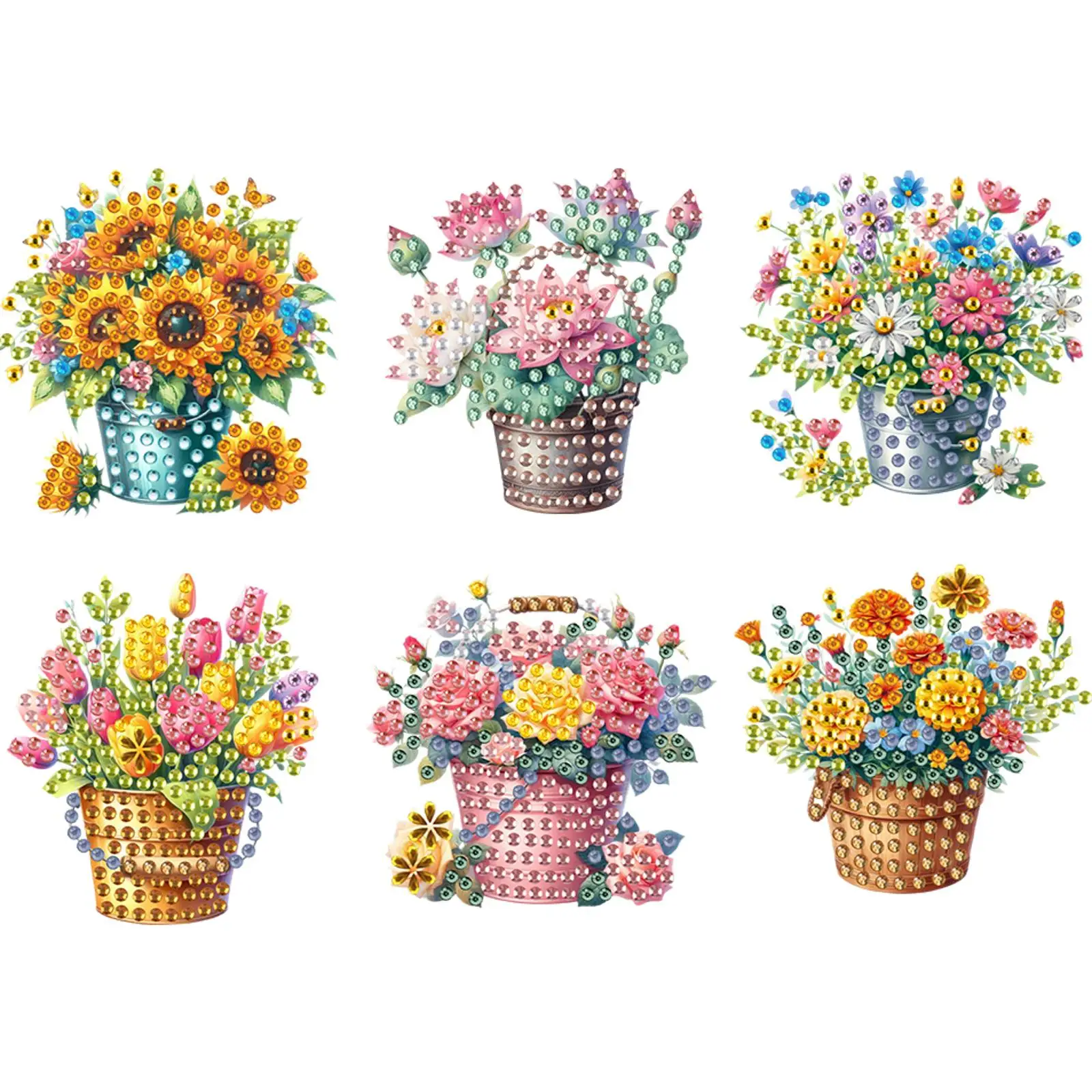 

Набор из 6 акриловых магнитов на холодильник с алмазной росписью: животные и цветы, для поделок своими руками, подарков на вечеринки