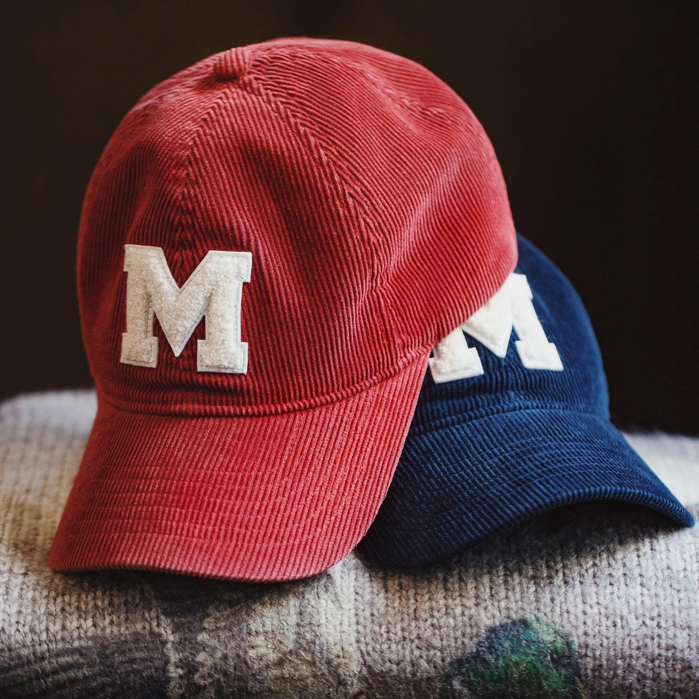 Maden Unisex Corduroy Baseball Caps Structured Crown Embroidered Logo Wide Brim Dad Hats Casual Chic Outdoor Workwear Streetwear