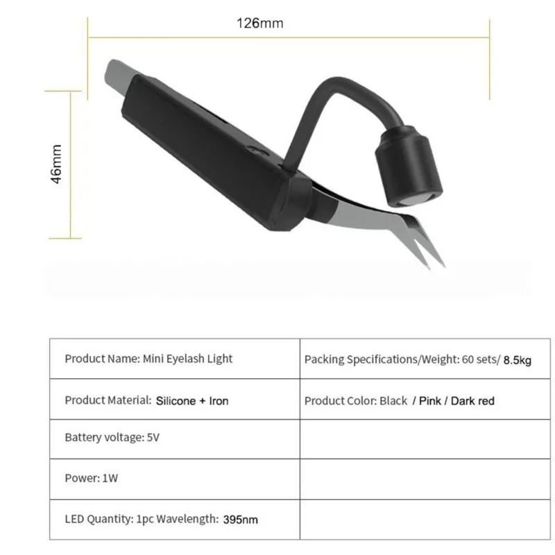 B17C For Quick Adhesive Drying Tool EU Plug 1W 395Nm UV Eyelash Extension Lamp,LED Lash Curing Light