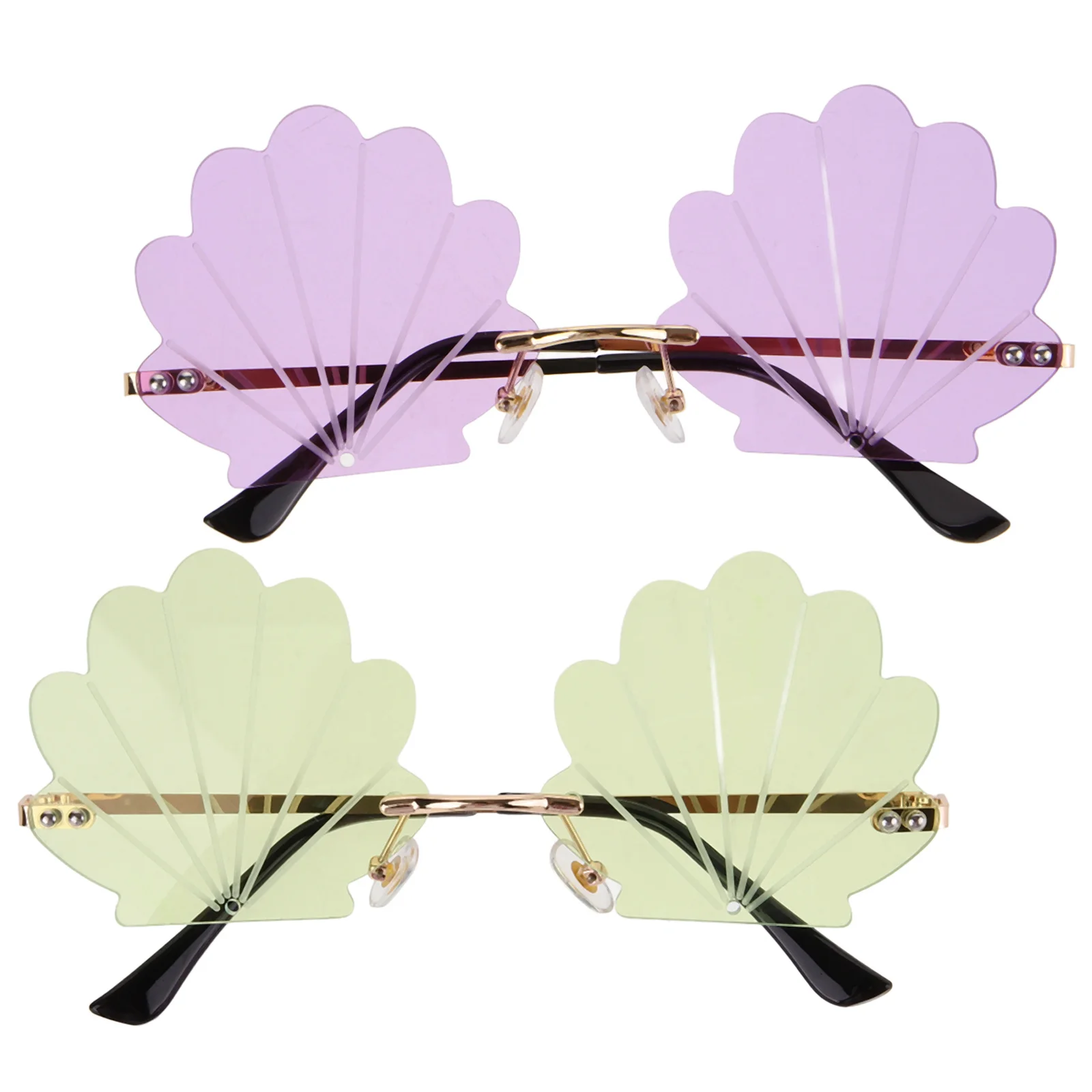 Gafas de sol sin montura para mujer, 2 uds., elegantes, sin marco, para fiesta, playa, decorativas, divertidas, accesorios modernos