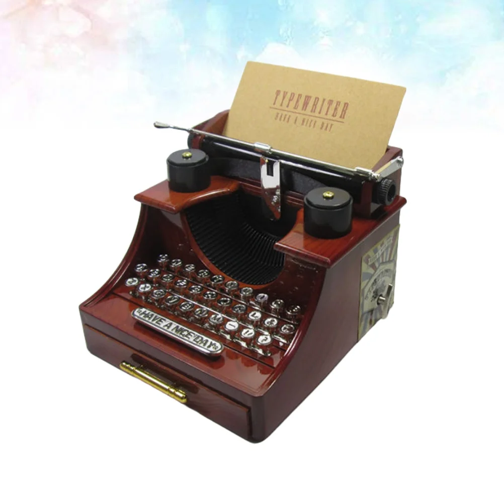 

1Pcs Up Chain Music Box Mini Typewriter Design Vintage Musical Jewellery Box Romantic Gift for Girlfriend Birthday Wedding
