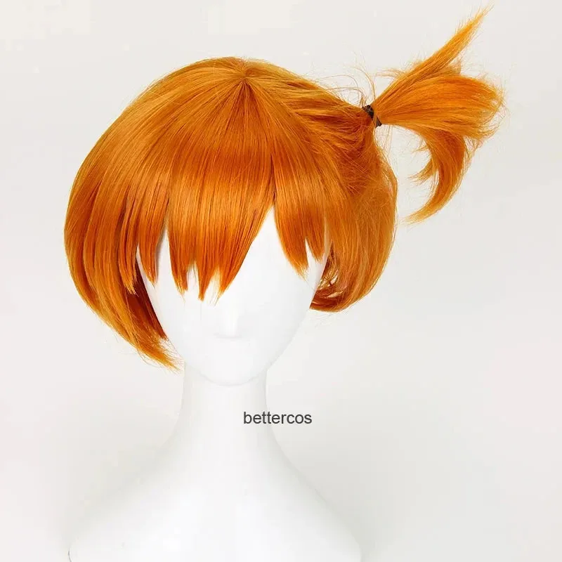 Anime Pocket Monster Misty Cosplay Pelucas Corto Naranja Resistente Al Calor Pelo Sintético Fiesta Juego de Role + Peluca Capc;3.k'6;d.a;