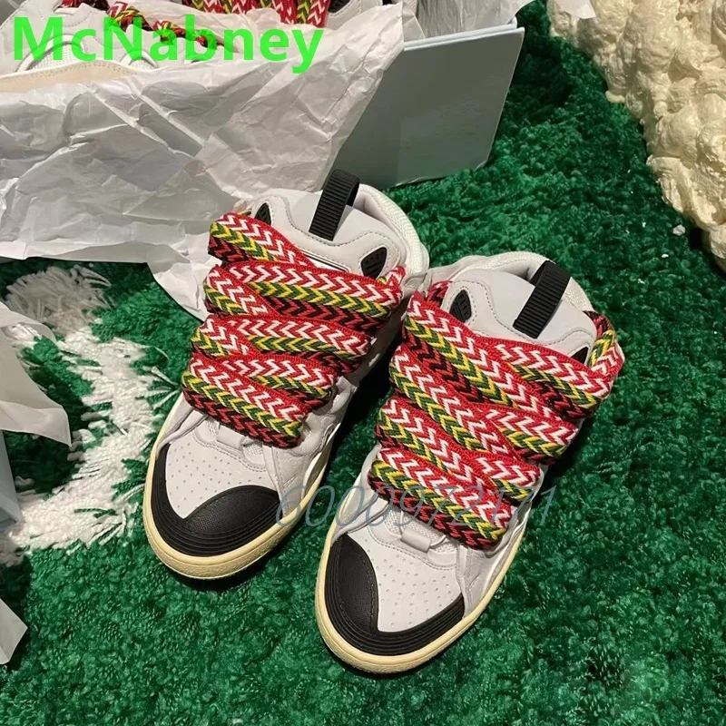 

Lacing up Flat Sport Shoes For Female Women 2025 New Round Toe Shallow Mixed Colors Sneakers All-match Vintage Thick Sole Shoes