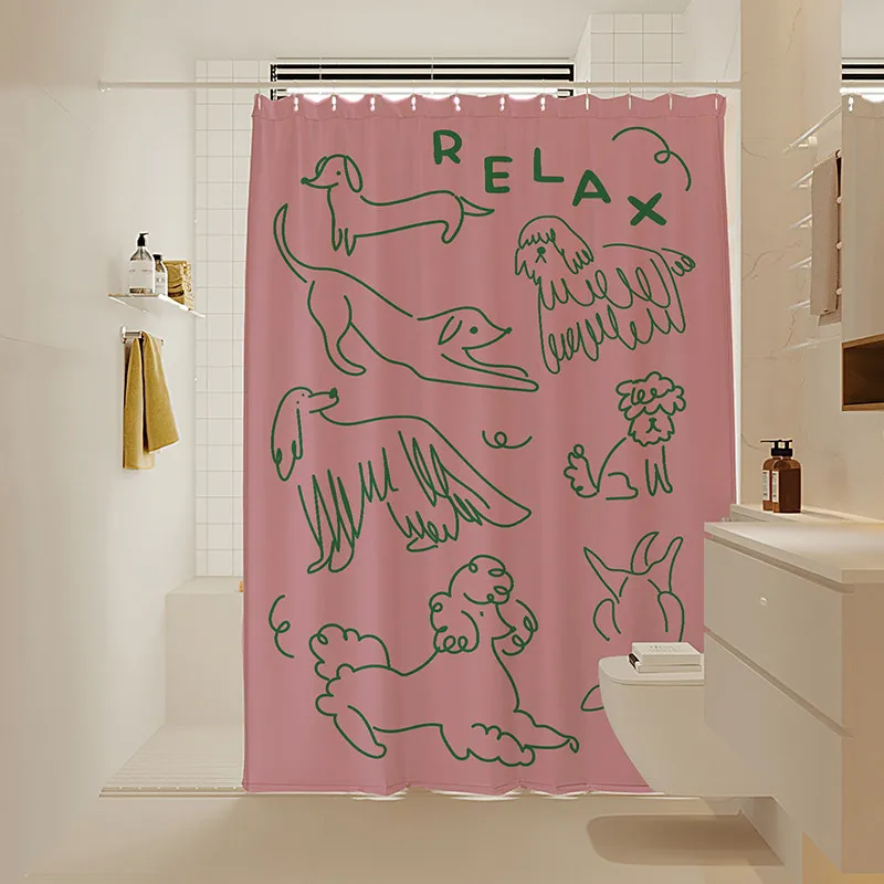 VIKAMA Simple Style Luxury-Type Shower Curtain Decoration - Cartoon Dog Shower Curtain Partition Curtain - Home Decoration - view 4