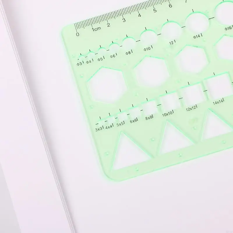 W89C 기하학적 플라스틱 원은 삼각형 템플릿 통치자 드로잉을위한 헥사 곤