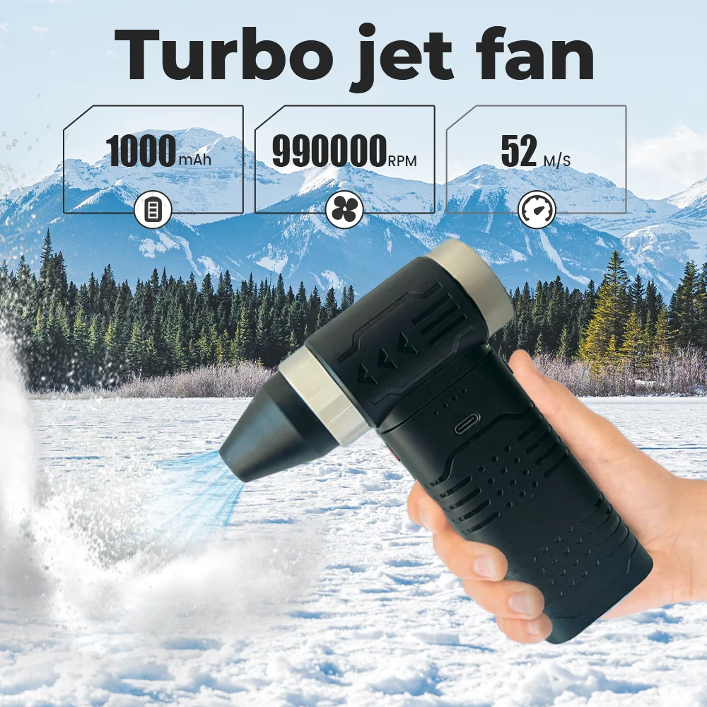 เครื่องเป่าฝุ่นกำลังสูง 990000RPM มอเตอร์ไร้แปรงถ่าน เครื่องเป่าลมทำความสะอาดภายนอกแบบชาร์จไฟ Type-C พัดลมเทอร์โบทำความสะอาดพีซี