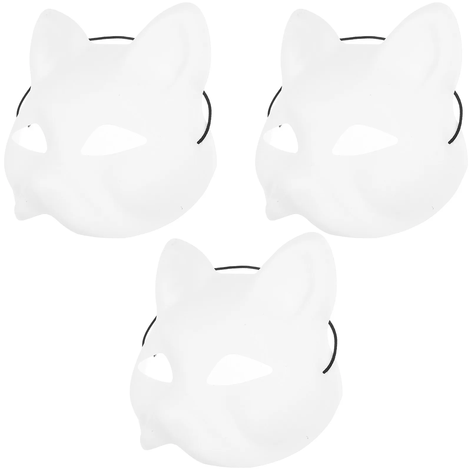 1Set Cat Mask DIY Blank White Plastic Mask Unpainted for Halloween Cosplay Party Masquerade Unpainted Masquerade Masks
