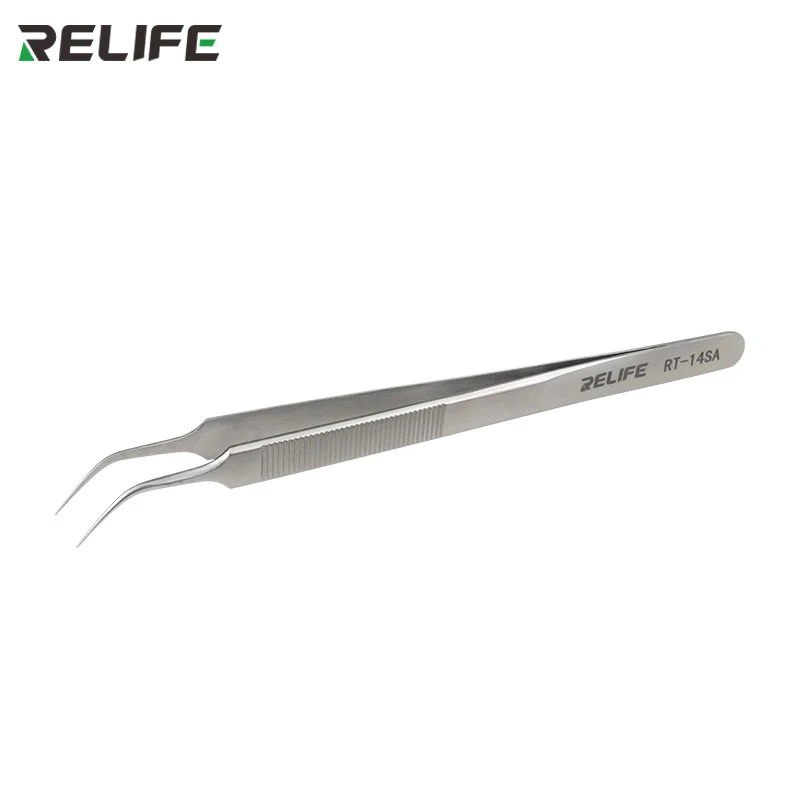 RELIFE RT-14A/14SA High Precision Stainless Steel Tweezers Curved and Straight Forceps For Electronic Cell Phone Repair Tool