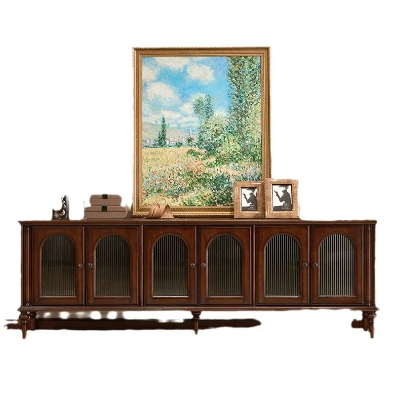 

Антикварный шкаф для телевизора из цельного дерева из красного дерева, шкафчик для хранения вещей в стиле французского ретро, американский журнальный столик, шкаф для телевизора