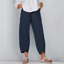 Women's High-Waist Cotton Linen Trousers