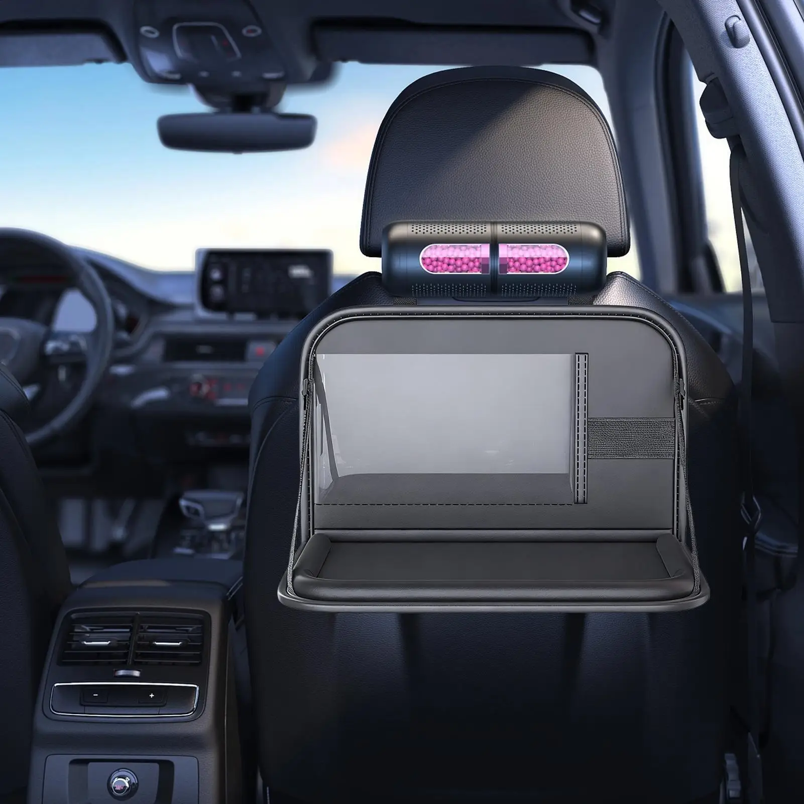 

Kids Car Tray Folding Laptop Holder Rear Storage Car Table For Kids For Toddler Airplane Camping Long Ride Snack Time Eating