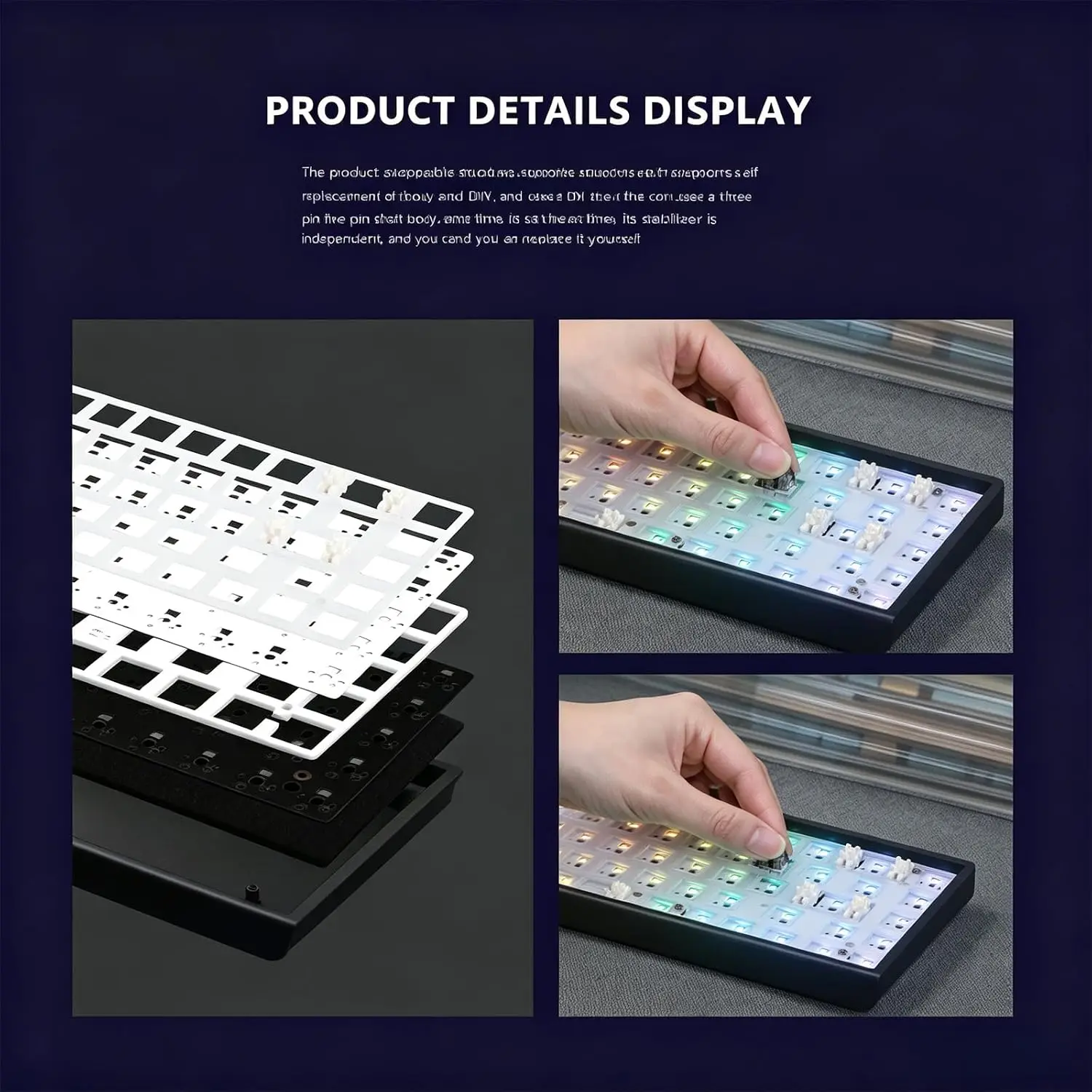 GMK68 Machanical Keyboard KIT Bluetooth 5.0/2.4G Wireless/Wired Gasket-mounted Gaming Keyboard Customizable Keyboards Kit