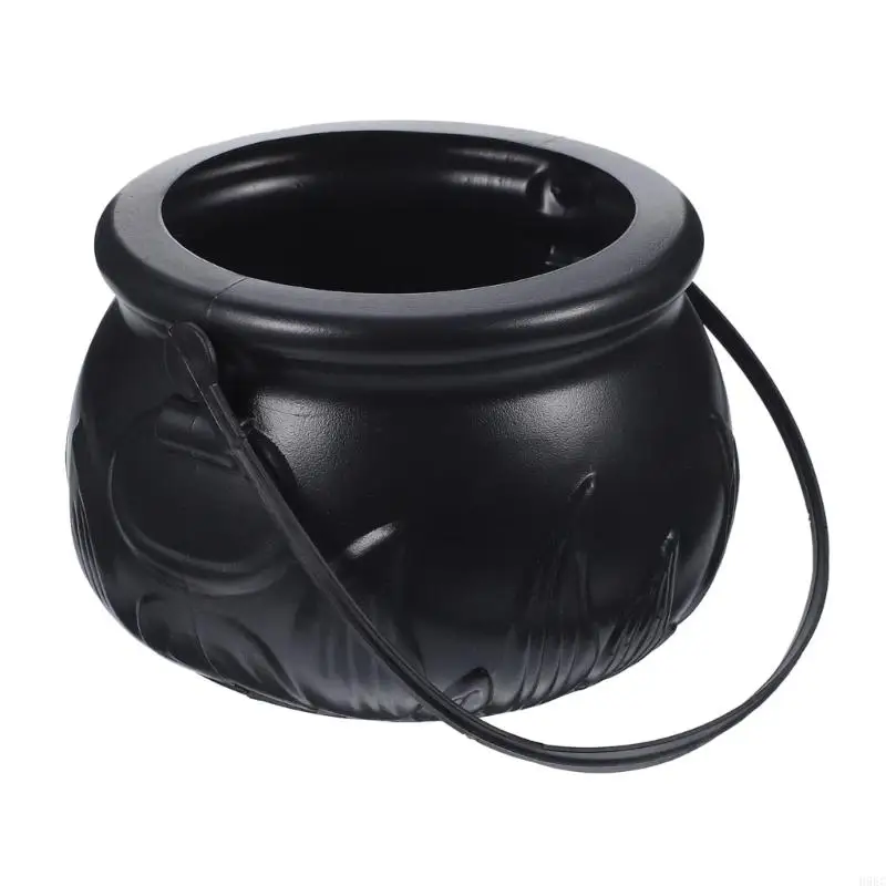 H9EC 1PC Witch Halloween Decorações do caldeirão Trick Trick Treat Kettle Candy Bowl Bucket Plastic Pot Child