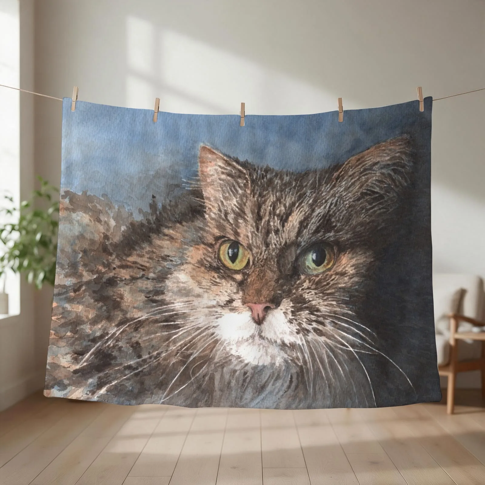 New Molly the Tabby Cat Throw Blanket Warm Bed covers Beach Flannel Fabric Blankets