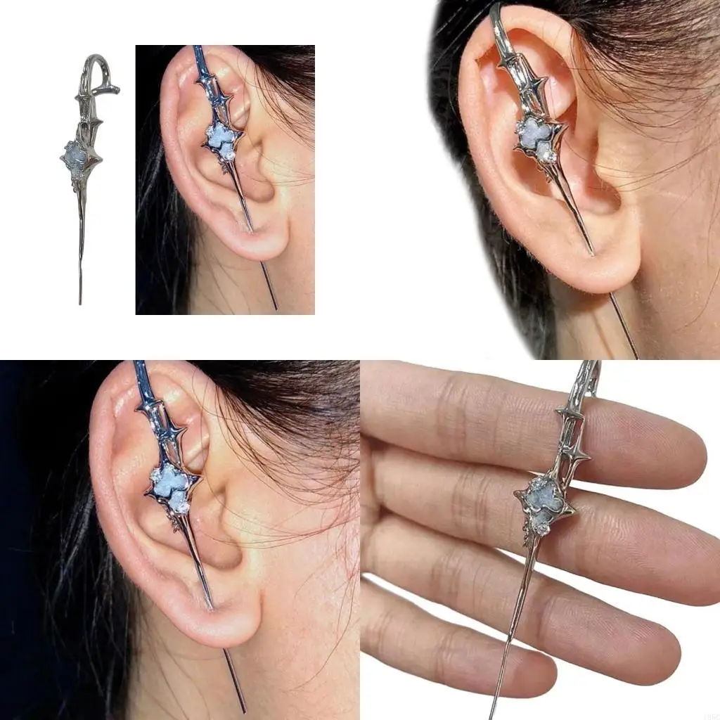 195C Temperament Geometric Four-Pointed Star Earrings Metal Piercing Ear Bridge Handmade Lightweight Pendants Fashion Jewelry