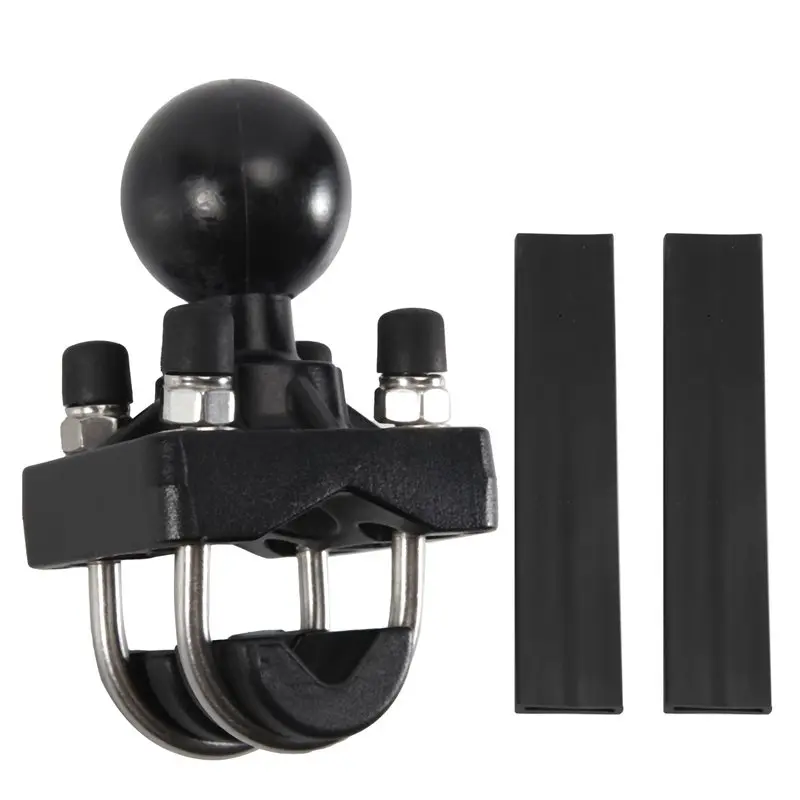 A58X-Double U-Bolt Motorcycle Bike Handlebar Rail Mount Base With 1.5 Inch Ball For Gopro Camera For Garmin For Sony