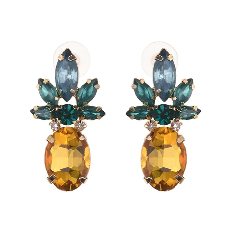 Cross-border accessories new big-name rhinestone pineapple earrings manufacturers source overseas delivery