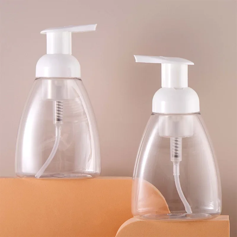 

250ml Triangle Clear Foam Bottle PET Mousse Foaming Empty Bottle Press type Refillable Foaming Hand Soap Pump Bottle