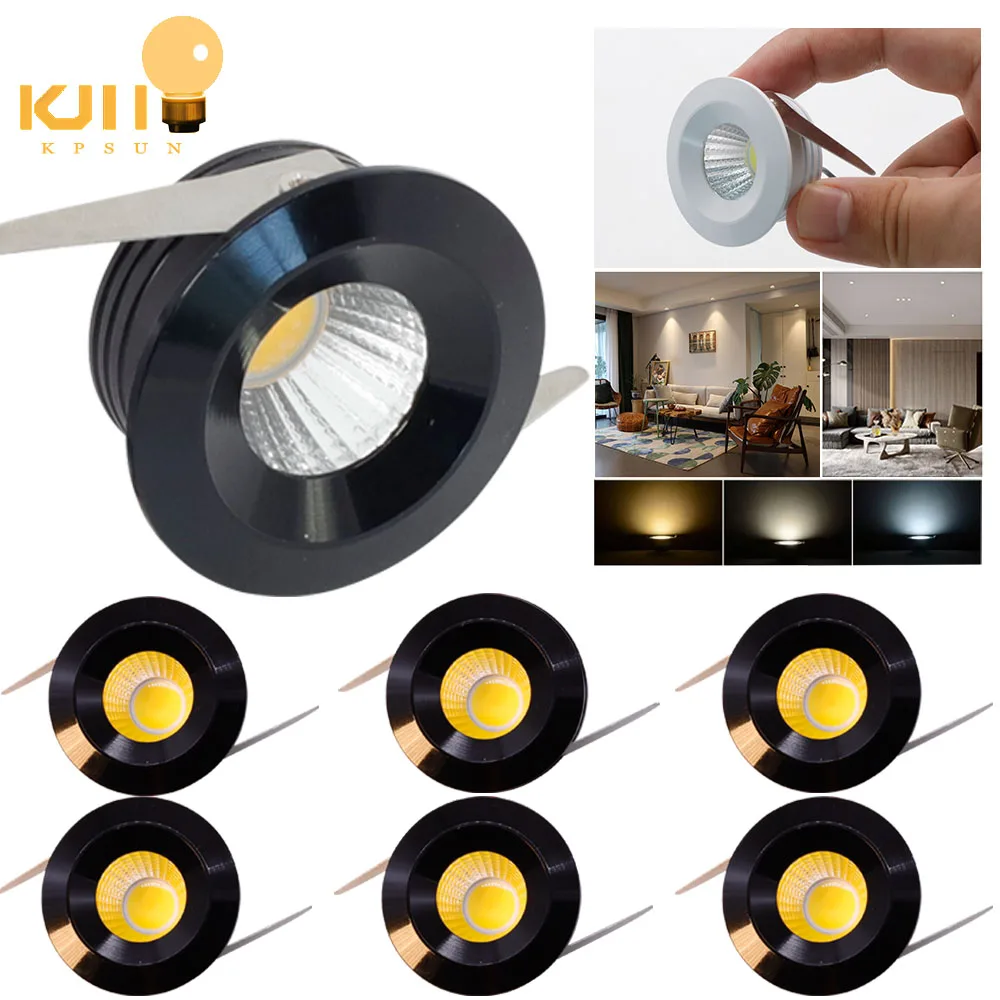 Mini LED Downlight 30mm Cut Hole Recessed Under Cabinet Spot Light 3W Jewelry Display Ceiling COB Spot Lamp with Driver 110-220V