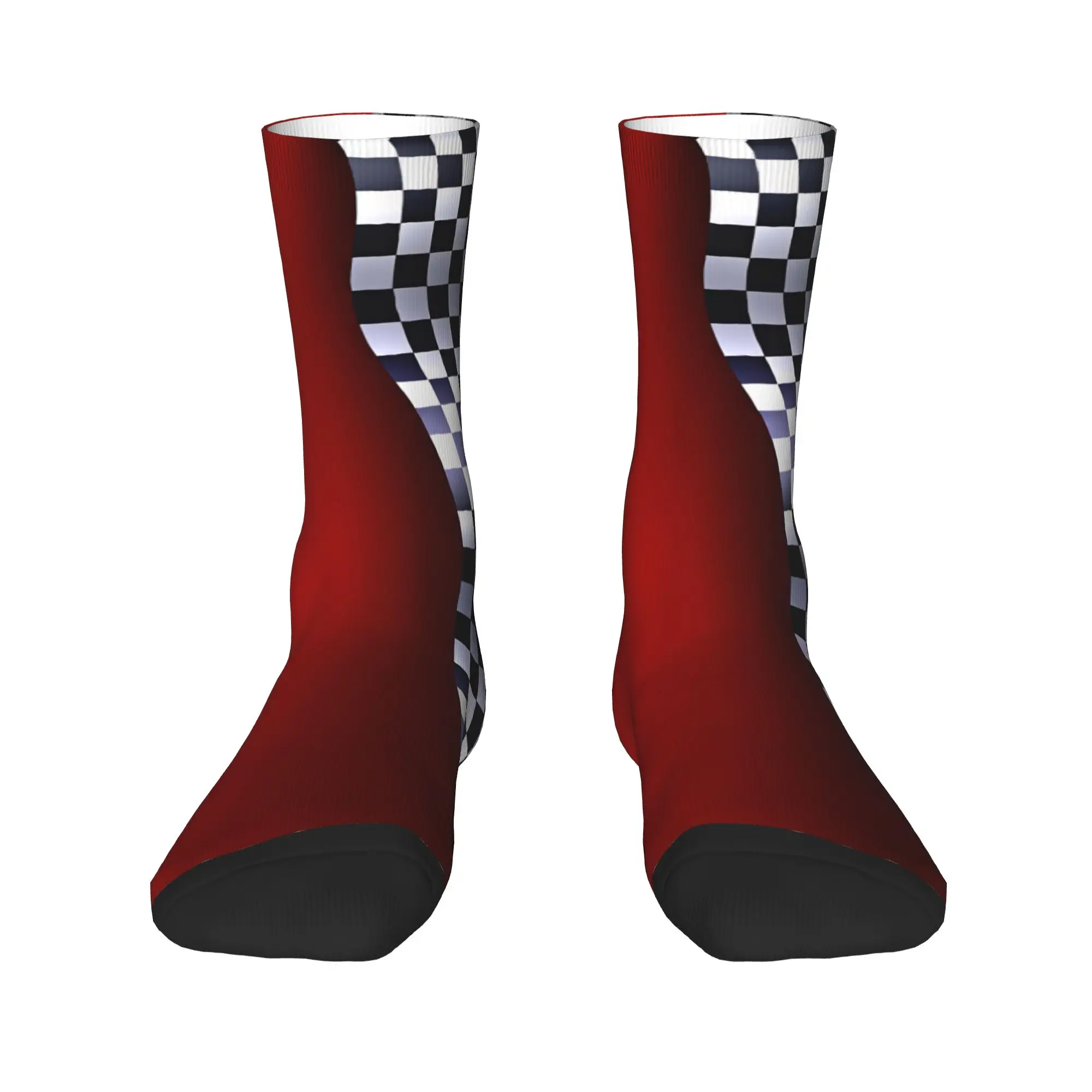 Racing Checkered Motor  Stockings  Vintage Socks Couple Breathable Socks Spring Climbing Printed Non Skid Socks Birthday Present