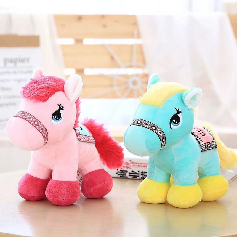 20 センチメートルカラフルなポニーぬいぐるみかわいい漫画短足ポニースロー枕人形子供の誕生日やクリスマスギフト