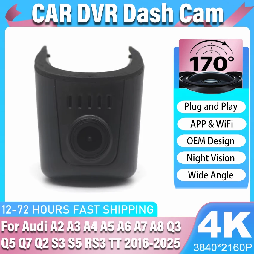 New! 4K Dash Cam Car Camera Recorder WIFI Car Dvr For Audi A2 A3 A4 A5 A6 A7 A8 Q3 Q5 Q7 Q2 S3 S5 RS3 TT 2016-2025 Dashcam