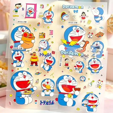 Japanese-style cartoon Doraemon Gian Suneo embossed nail stickers 3D waterproof DIY phone case and notebook decorative stickers