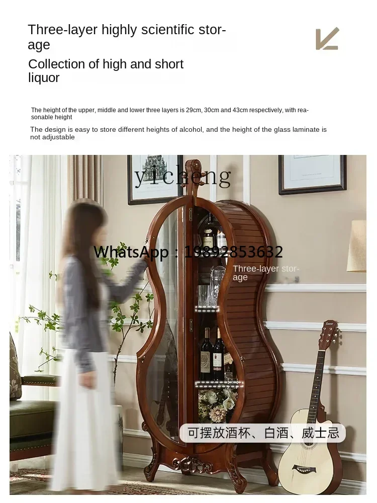 LYY  wine cabinet living room high-end glass display cabinet double door cello ornament new
