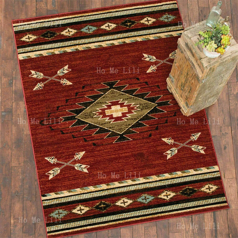 Modern Southwestern Tribal Lodge Arrow Pattern Flannel Floor Rugs Ultra Soft Carpets For Home Dignified Decoration Of Atmosphere