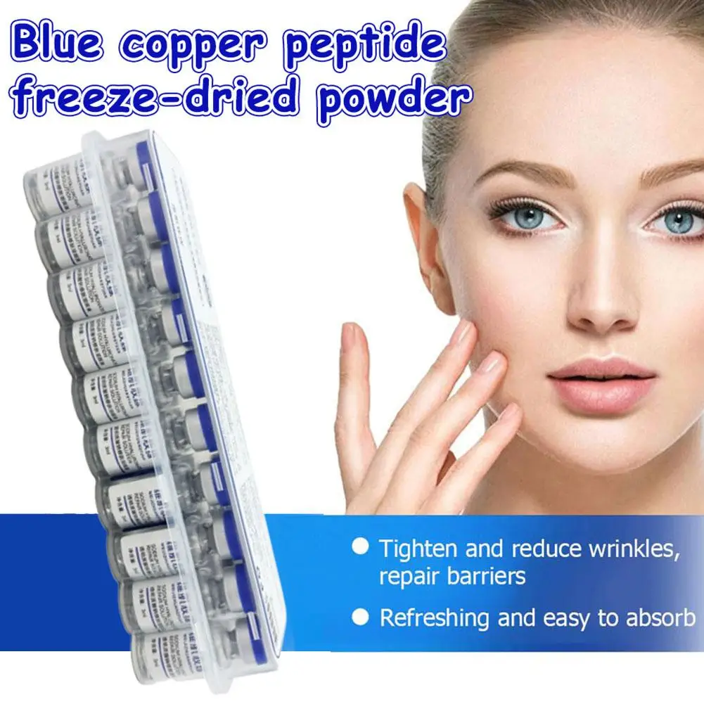 Blue Copper Peptide Freeze-Dried Powder Serum Anti-Aging Wrinkle Reduction Skin Repair Ampoule Hydrating Firming Facial Essence