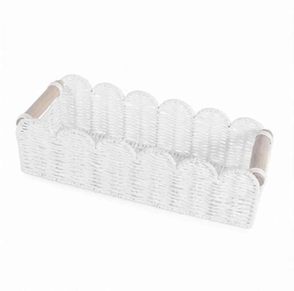 Paper Rope Storage Basket Handwoven White Rectangular Storage Bin for Bathroom Organizer Toilet Paper Holder Washroom Counter