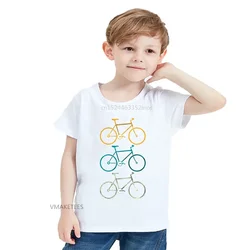 Camiseta de manga corta para niños y niñas, ropa informal divertida con estampado de bicicletas coloridas, HKP5666, verano 2024