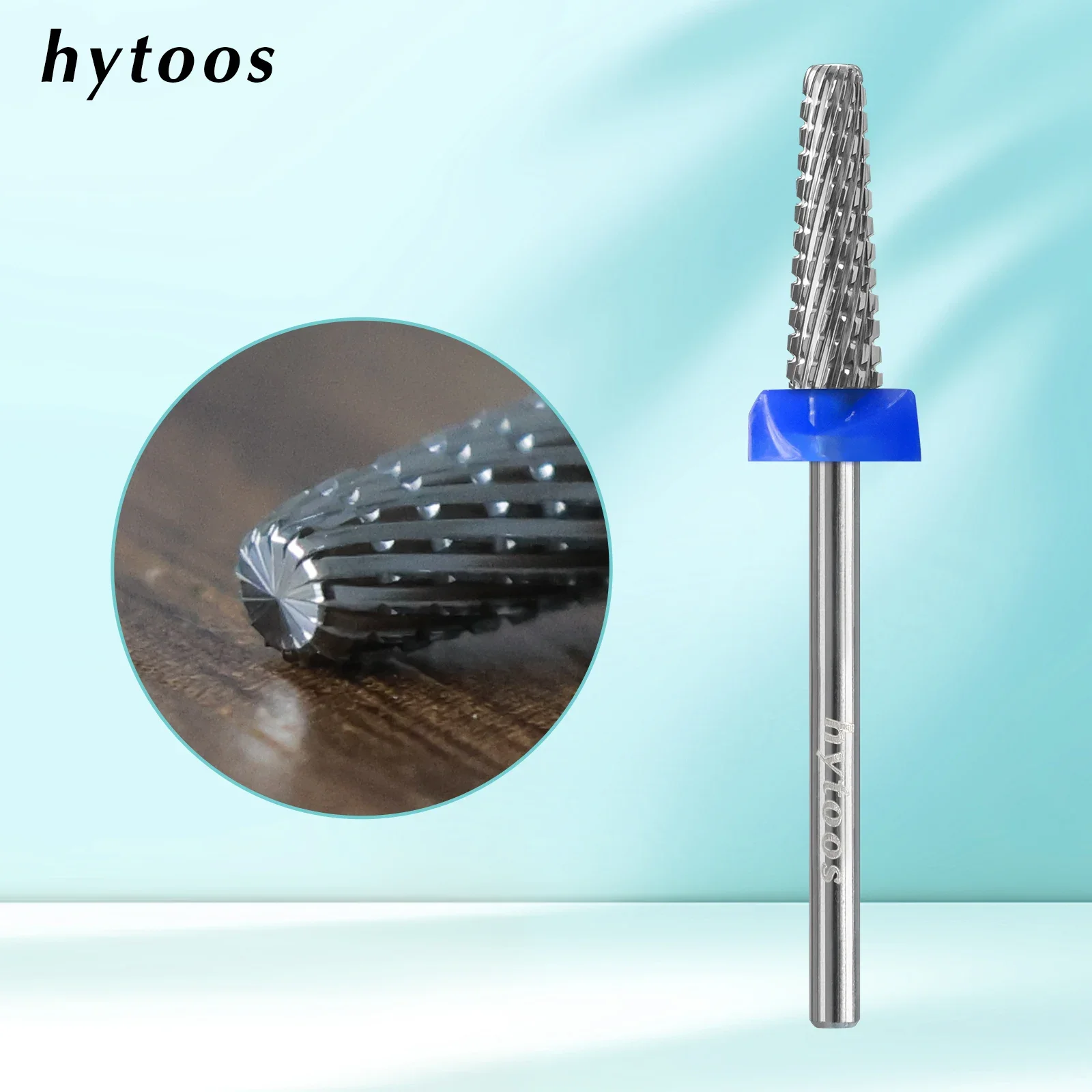 HYTOOS-brocas de carburo de seguridad para uñas, corte redondo, cutícula cónica, limpieza de uñas, eliminación de Gel, herramienta de taladros eléctricos para manicura profesional