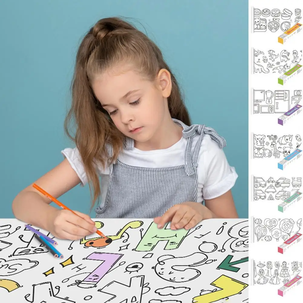 Rollo de papel de dibujo adhesivo para niños, juego de pegatinas para actividades, bricolaje