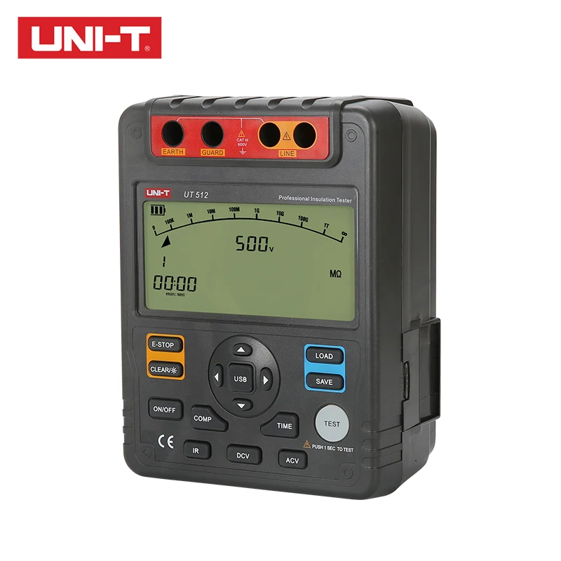 UNI-T Insulation Resistance Tester UT512 500V--2500V Earth Ground 1MΩ~100GΩ Ohm Meter AC DC Voltmeter