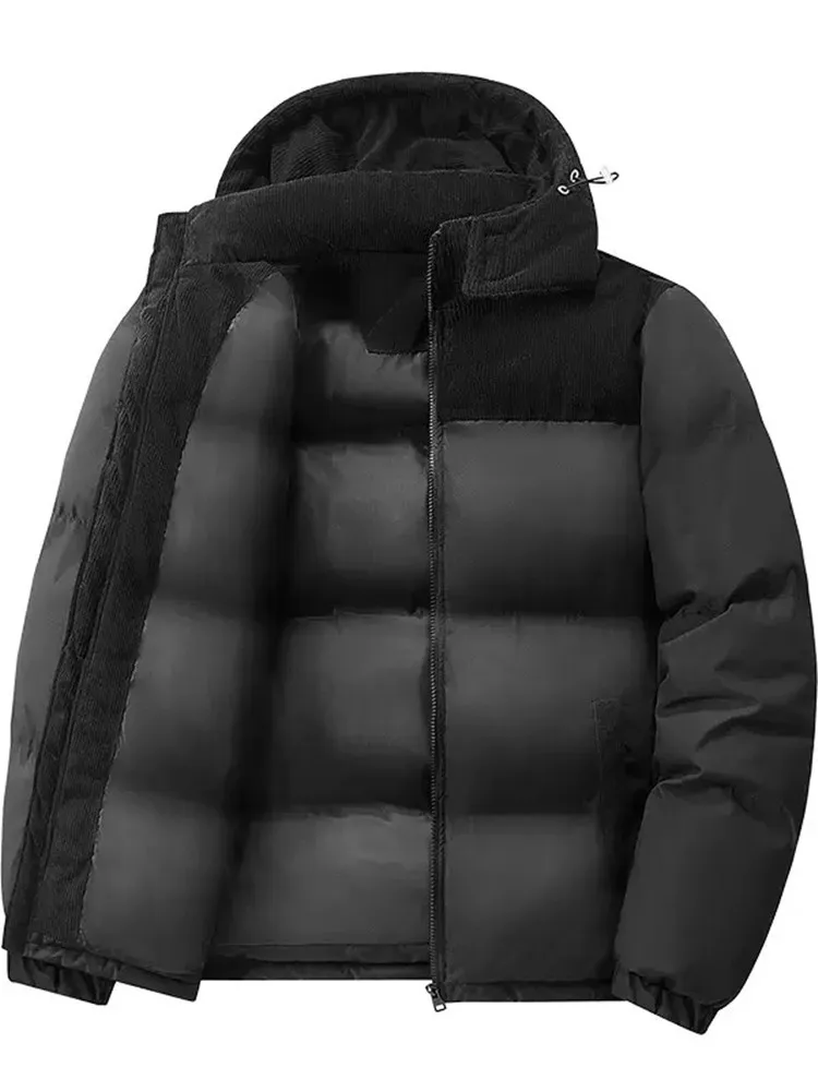 New Autumn and Winter Fashion Trend Thickened Warm Windproof Hooded Cotton Jacket For Men's Casual Loose Sports High-end Jacket