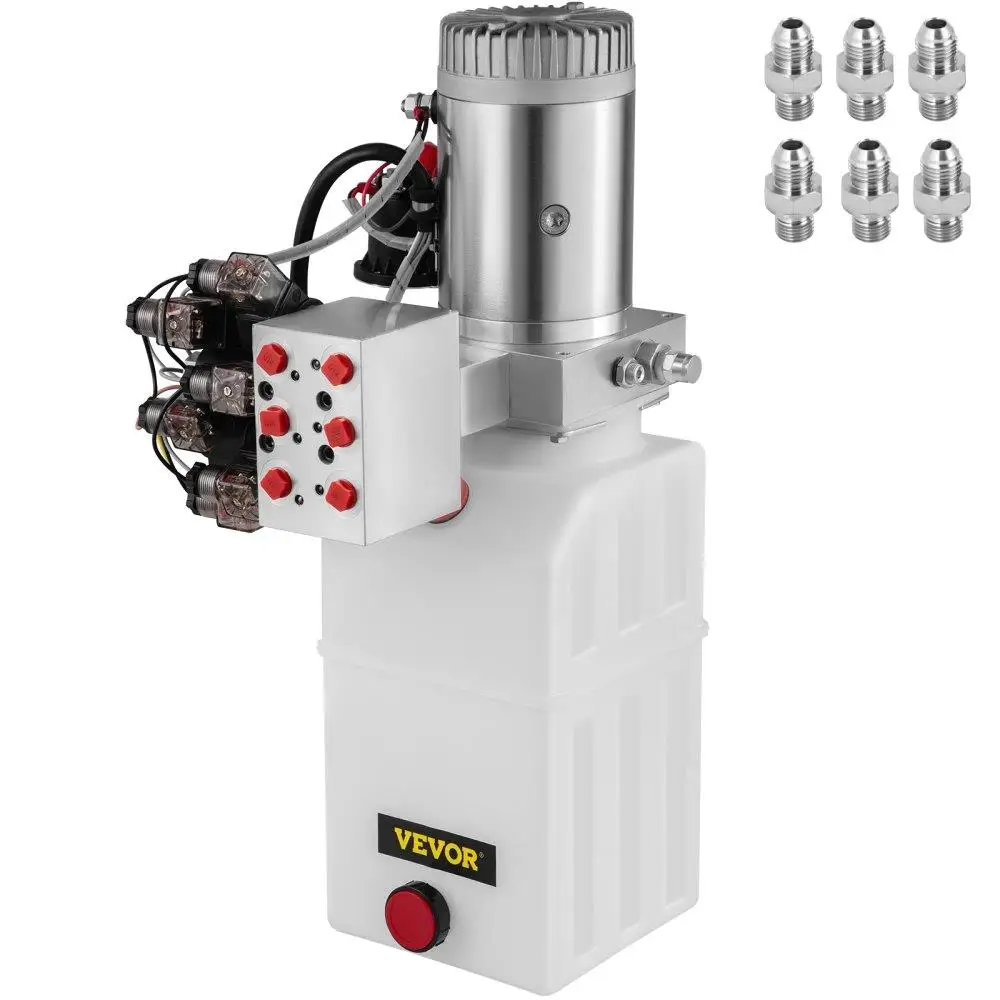 

6 Way Hydraulic Pump 12v 6 Quart Double Acting Dump Trailer Control Kit