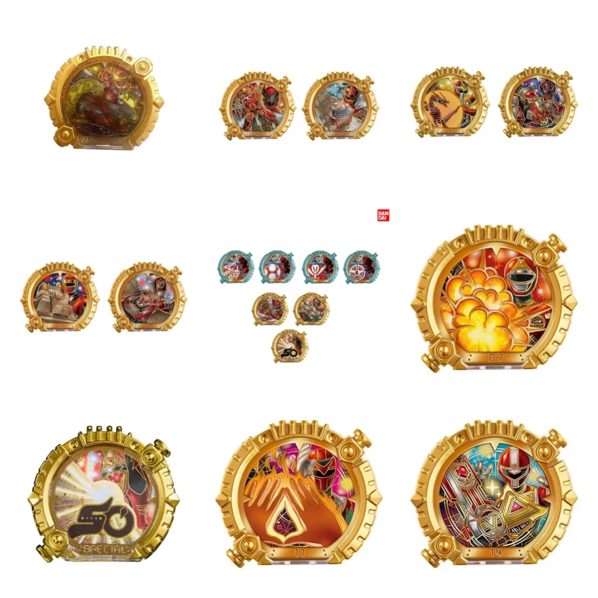 Bandai auténtico Dxno.1 Sentai anillo Polar Ninpu Sentai Hurricanegere Kyoryu Sentai Zyuranger Kaizouku Gokaiger figura de adornos