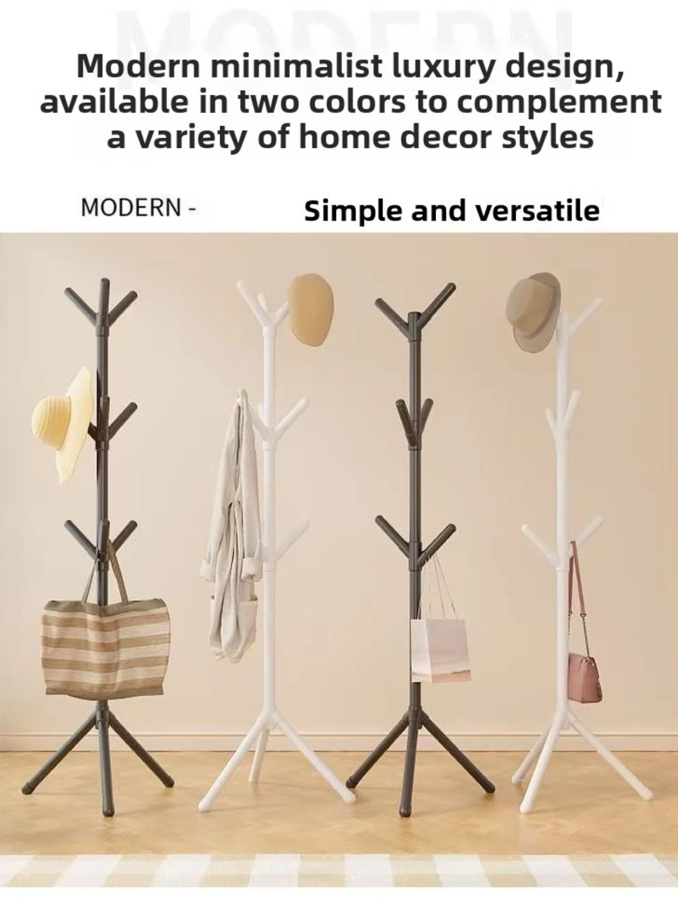 Clothes Organizer Movable Freestanding Tree Coat Stand Multi Hooks  Garment Storage Rack For Entryway Hall Living Room Household