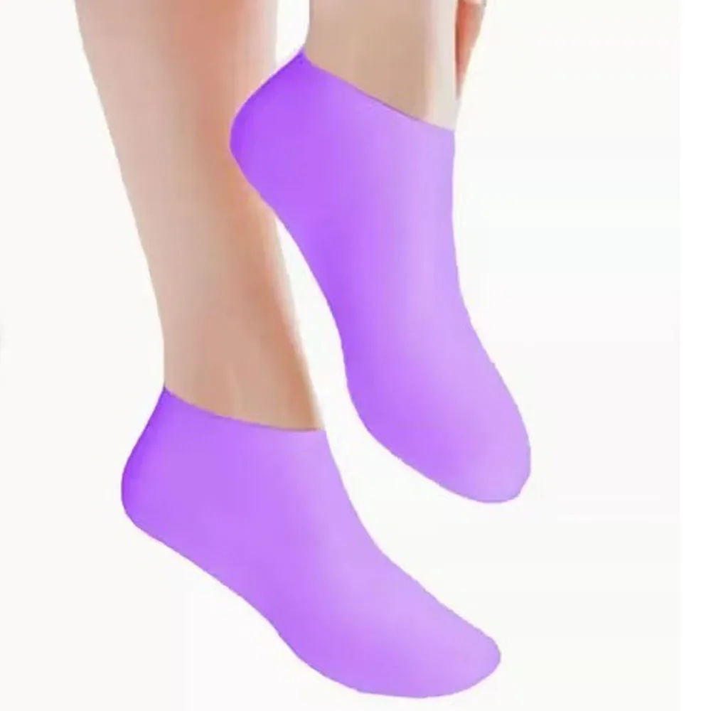1 par de meias de silicone para mulheres, meias secas e rachadas, hidratantes para cuidados com os pés, macias, respiráveis, design ergonômico, pedicure spa
