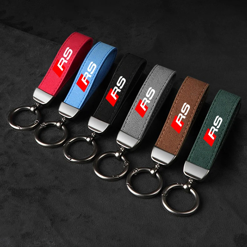 Suede Metal Buckle Car Keychains For Audi RS S2 S3 S4 S5 S6 S7 S8 SLINE QUTTRO SA3 A4 A5 B7 B6 B9 Vintage Leather Key Ring Gift