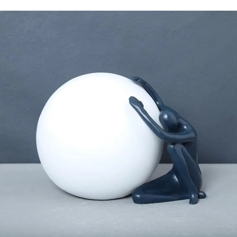 Ball Holding Character Resins Statue Abstract Figure Minimalism Crafts Ornaments Modern Decor Figures Sculpture Desk Decoration