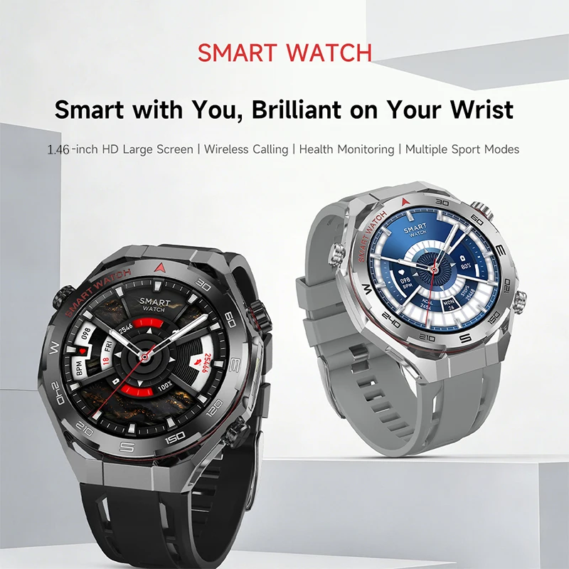 New Outdoor Smart Watch Multi-sport Mode Health Monitoring Bluetooth Call GPS1.46 HD Large Screen Long Battery Life Smart Watch
