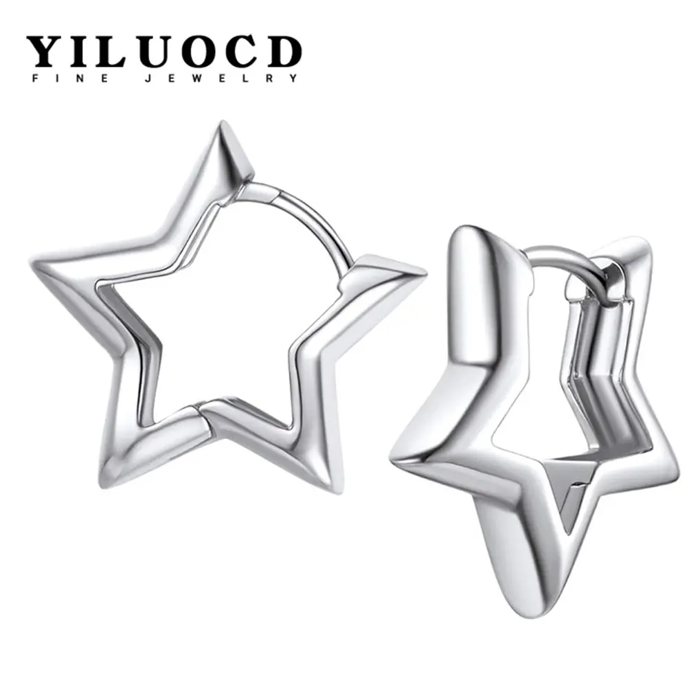 

YILUOCD Hypoallergenic Starlike Earrings 18K Gold Plated Star Shape Hoop Earrings for Women Star Ear Buckle Minimalist Jewelry