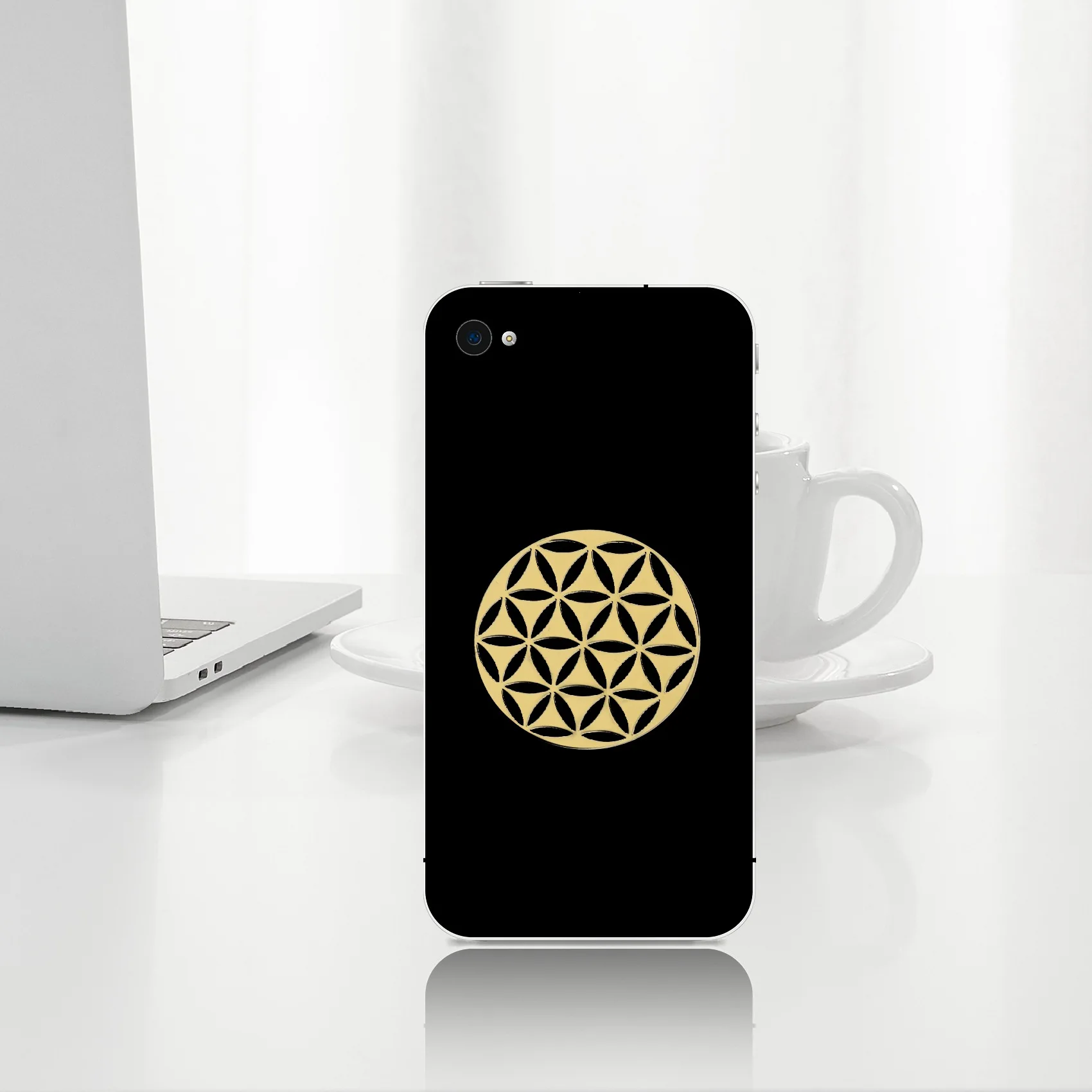 A39U 4Pcs/Set New Metal Energy Decor Sticker Flower Of Life