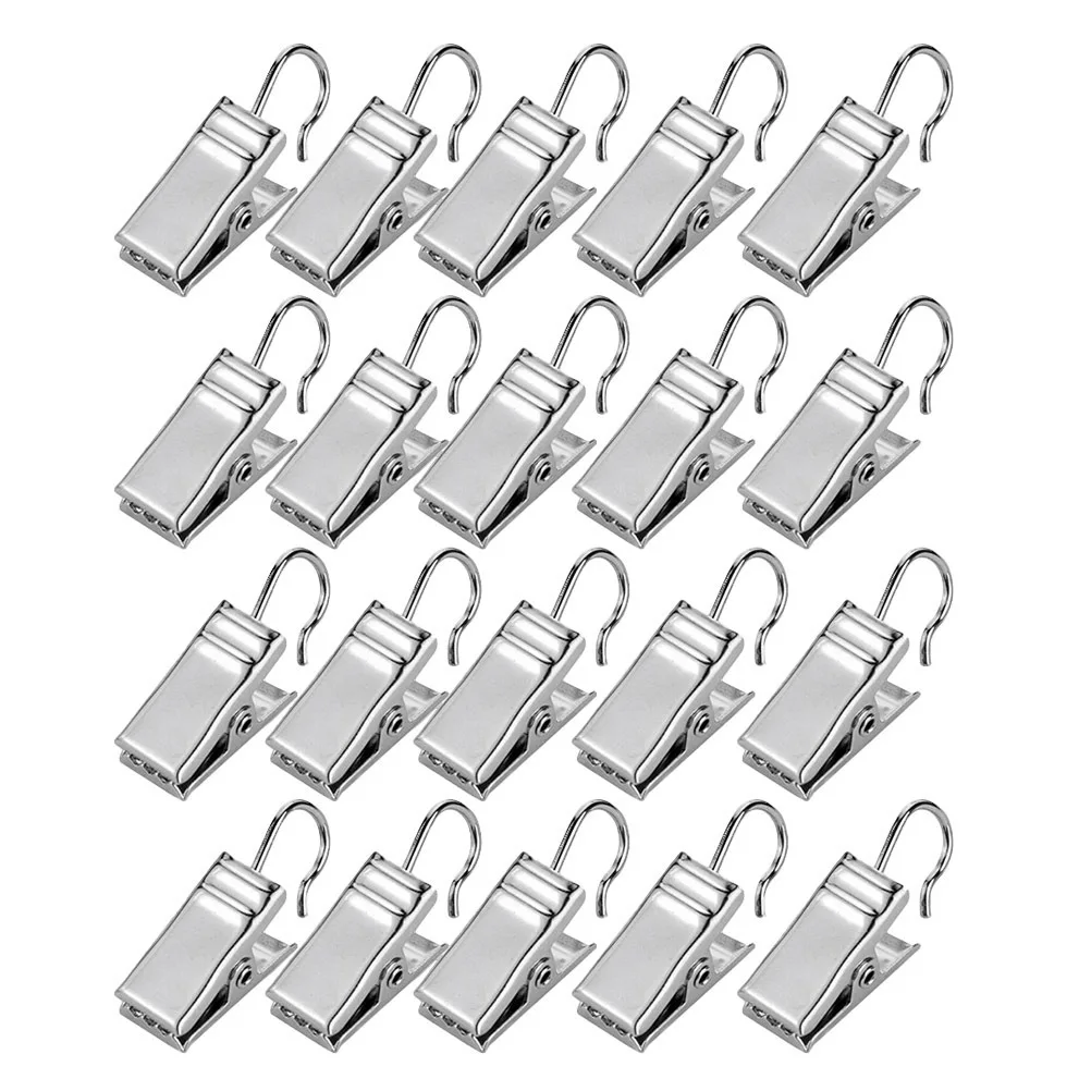 

50Pcs Metal Iron Curtain Hooks Sturdy Shower Curtain Hanging Rings Bathroom Towel Hooks Home Use Bathroom Hook